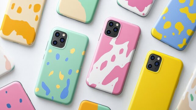 Foto ilustrativa de capinhas de celular coloridas com padrões variados